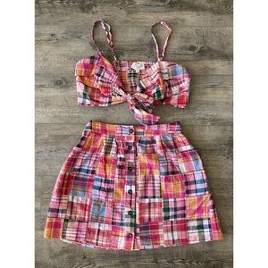 Set crop top and skirt. Multicolor.